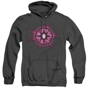 AN OFFCIALLY LICENSED GREEN LANTERN SAPPHIRE GLOW ADULT UNISEX HEATHER PULLOVER HOODIE BLACK