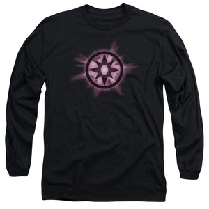 AN OFFCIALLY LICENSED GREEN LANTERN SAPPHIRE GLOW MEN'S LONG SLEEVE T-SHIRT BLACK