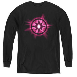 AN OFFCIALLY LICENSED GREEN LANTERN SAPPHIRE GLOW YOUTH LONG SLEEVE T-SHIRT BLACK