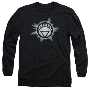 AN OFFCIALLY LICENSED GREEN LANTERN WHITE GLOW MEN'S LONG SLEEVE T-SHIRT BLACK