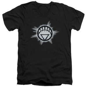 AN OFFCIALLY LICENSED GREEN LANTERN WHITE GLOW MEN'S V-NECK T-SHIRT BLACK