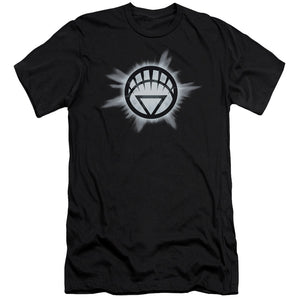 AN OFFCIALLY LICENSED GREEN LANTERN WHITE GLOW MEN'S PREMIUM SLIM FIT T-SHIRT BLACK