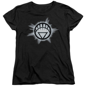 AN OFFCIALLY LICENSED GREEN LANTERN WHITE GLOW WOMEN'S REGULAR FIT T-SHIRT BLACK
