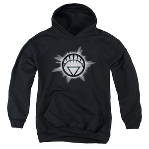 AN OFFCIALLY LICENSED GREEN LANTERN WHITE GLOW YOUTH HOODIE BLACK