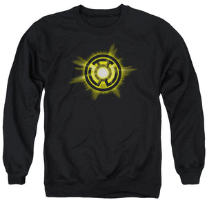 AN OFFCIALLY LICENSED GREEN LANTERN YELLOW GLOW ADULT UNISEX CREWNECK SWEATSHIRT BLACK