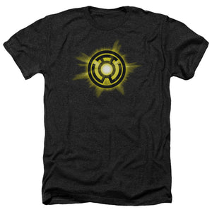 AN OFFCIALLY LICENSED GREEN LANTERN YELLOW GLOW MEN'S HEATHER T-SHIRT CHARCOAL