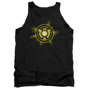 AN OFFCIALLY LICENSED GREEN LANTERN YELLOW GLOW ADULT UNISEX TANK TOP BLACK