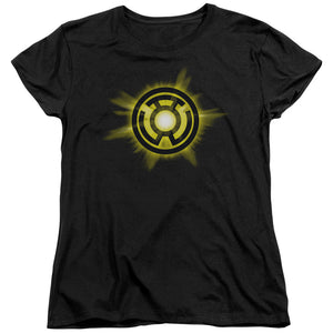 AN OFFCIALLY LICENSED GREEN LANTERN YELLOW GLOW WOMEN'S REGULAR FIT T-SHIRT BLACK