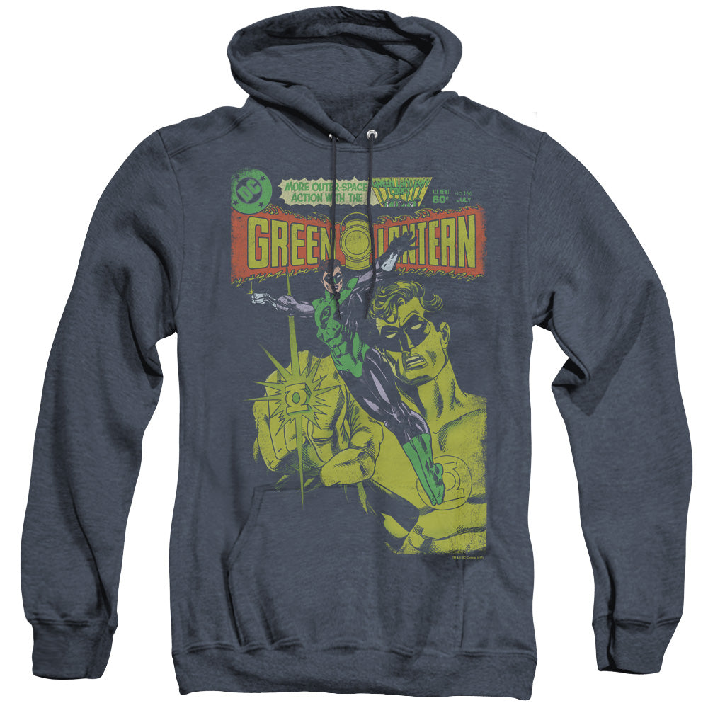 AN OFFCIALLY LICENSED GREEN LANTERN VINTAGE COVER ADULT UNISEX HEATHER PULLOVER HOODIE NAVY