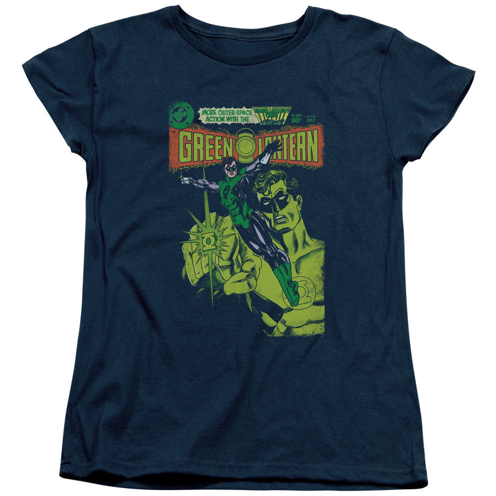 AN OFFCIALLY LICENSED GREEN LANTERN VINTAGE COVER WOMEN'S REGULAR FIT T-SHIRT NAVY