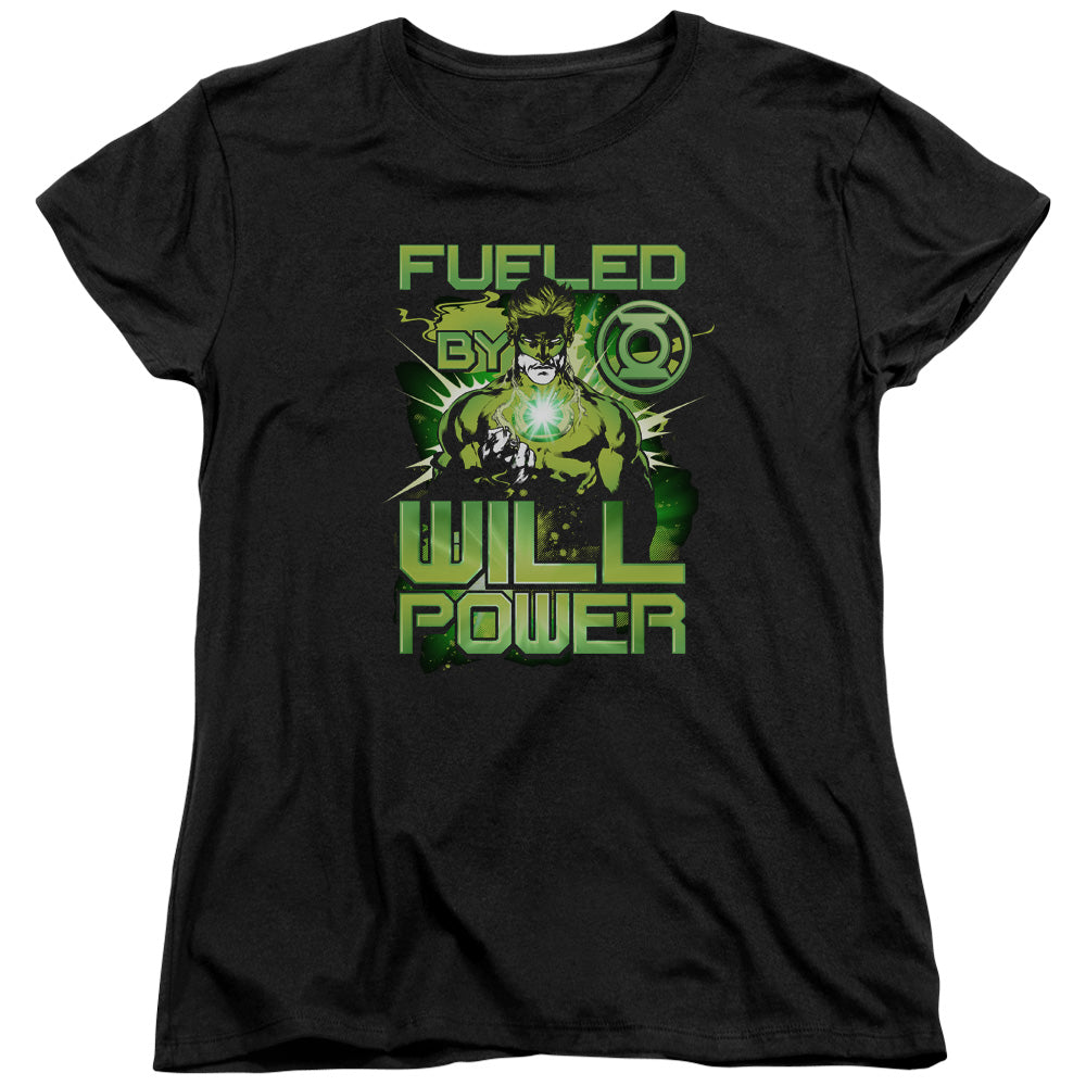 AN OFFCIALLY LICENSED GREEN LANTERN FUELED WOMEN'S REGULAR FIT T-SHIRT BLACK