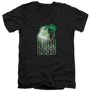 AN OFFCIALLY LICENSED GREEN LANTERN FEARLESS MEN'S V-NECK T-SHIRT BLACK