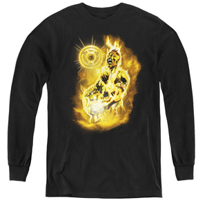 AN OFFCIALLY LICENSED GREEN LANTERN SINESTRO NEBULA YOUTH LONG SLEEVE T-SHIRT BLACK