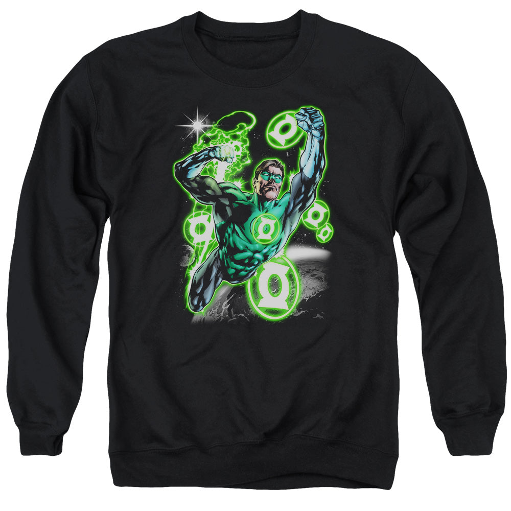 AN OFFCIALLY LICENSED GREEN LANTERN EARTH SECTOR ADULT UNISEX CREWNECK SWEATSHIRT BLACK
