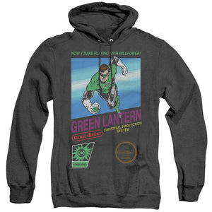 AN OFFCIALLY LICENSED GREEN LANTERN BOX ART ADULT UNISEX HEATHER PULLOVER HOODIE BLACK