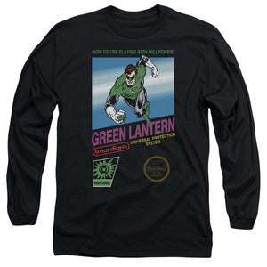 AN OFFCIALLY LICENSED GREEN LANTERN BOX ART MEN'S LONG SLEEVE T-SHIRT BLACK
