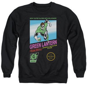 AN OFFCIALLY LICENSED GREEN LANTERN BOX ART ADULT UNISEX CREWNECK SWEATSHIRT BLACK