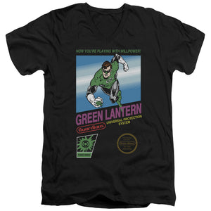 AN OFFCIALLY LICENSED GREEN LANTERN BOX ART MEN'S V-NECK T-SHIRT BLACK