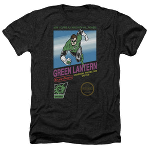 AN OFFCIALLY LICENSED GREEN LANTERN BOX ART MEN'S HEATHER T-SHIRT CHARCOAL
