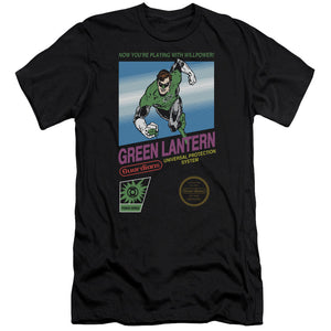 AN OFFCIALLY LICENSED GREEN LANTERN BOX ART MEN'S PREMIUM SLIM FIT T-SHIRT BLACK
