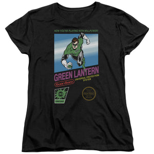 AN OFFCIALLY LICENSED GREEN LANTERN BOX ART WOMEN'S REGULAR FIT T-SHIRT BLACK