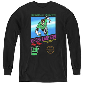 AN OFFCIALLY LICENSED GREEN LANTERN BOX ART YOUTH LONG SLEEVE T-SHIRT BLACK