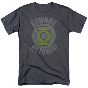 AN OFFCIALLY LICENSED GREEN LANTERN BEWARE MEN'S REGULAR FIT T-SHIRT CHARCOAL