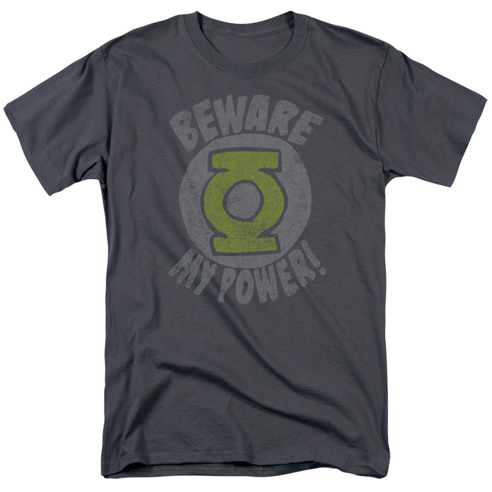 AN OFFCIALLY LICENSED GREEN LANTERN BEWARE MEN'S REGULAR FIT T-SHIRT CHARCOAL
