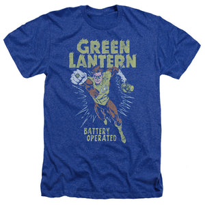 AN OFFCIALLY LICENSED GREEN LANTERN FULLY CHARGED MEN'S HEATHER T-SHIRT ROYAL