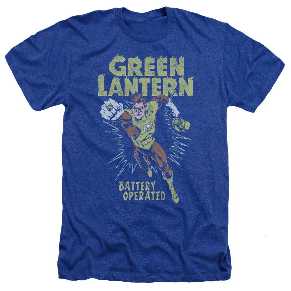 AN OFFCIALLY LICENSED GREEN LANTERN FULLY CHARGED MEN'S HEATHER T-SHIRT ROYAL