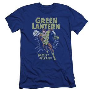 AN OFFCIALLY LICENSED GREEN LANTERN FULLY CHARGED MEN'S PREMIUM SLIM FIT T-SHIRT ROYAL