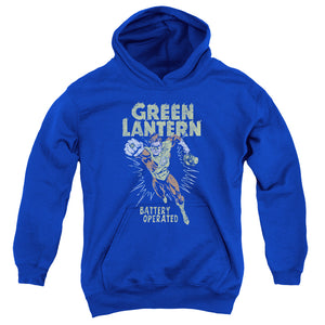 AN OFFCIALLY LICENSED GREEN LANTERN FULLY CHARGED YOUTH HOODIE ROYAL