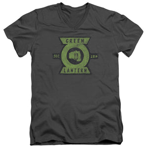 AN OFFCIALLY LICENSED GREEN LANTERN SECTION MEN'S V-NECK T-SHIRT CHARCOAL