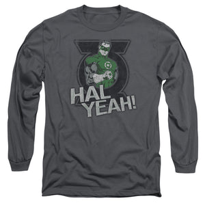 AN OFFCIALLY LICENSED GREEN LANTERN HAL YEAH MEN'S LONG SLEEVE T-SHIRT CHARCOAL
