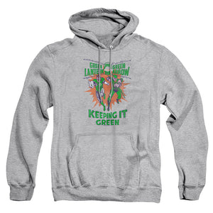 AN OFFCIALLY LICENSED GREEN LANTERN KEEPING IT GREEN ADULT UNISEX PULLOVER HOODIE ATHLETIC HEATHER
