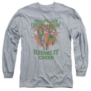 AN OFFCIALLY LICENSED GREEN LANTERN KEEPING IT GREEN MEN'S LONG SLEEVE T-SHIRT ATHLETIC HEATHER