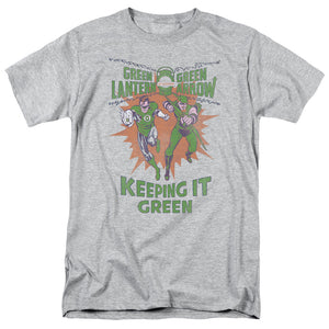 AN OFFCIALLY LICENSED GREEN LANTERN KEEPING IT GREEN MEN'S REGULAR FIT T-SHIRT ATHLETIC HEATHER