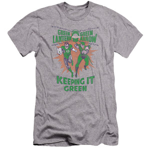AN OFFCIALLY LICENSED GREEN LANTERN KEEPING IT GREEN MEN'S PREMIUM SLIM FIT T-SHIRT ATHLETIC HEATHER