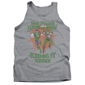 AN OFFCIALLY LICENSED GREEN LANTERN KEEPING IT GREEN ADULT UNISEX TANK TOP ATHLETIC HEATHER