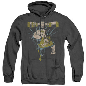 AN OFFCIALLY LICENSED GREEN LANTERN POWERFUL ADULT UNISEX HEATHER PULLOVER HOODIE BLACK