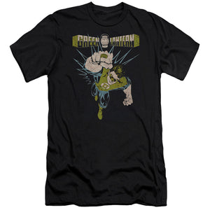 AN OFFCIALLY LICENSED GREEN LANTERN POWERFUL MEN'S PREMIUM SLIM FIT T-SHIRT BLACK