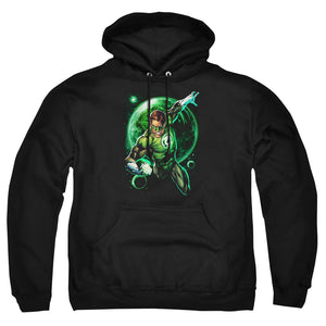 AN OFFCIALLY LICENSED GREEN LANTERN GALAXY GLOW ADULT UNISEX PULLOVER HOODIE BLACK