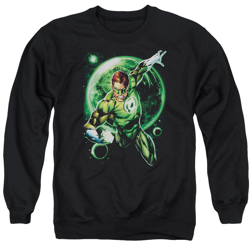 AN OFFCIALLY LICENSED GREEN LANTERN GALAXY GLOW ADULT UNISEX CREWNECK SWEATSHIRT BLACK