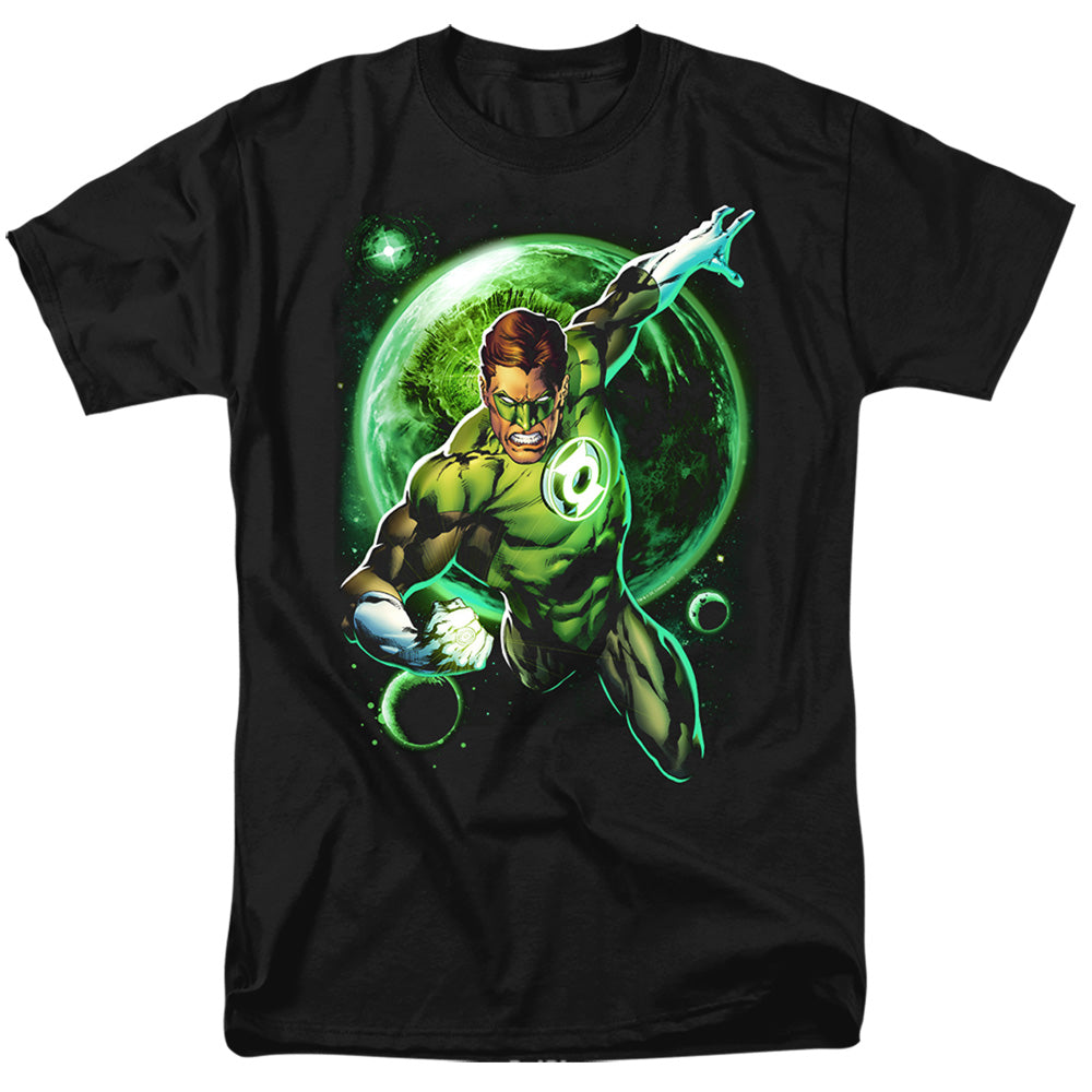 AN OFFCIALLY LICENSED GREEN LANTERN GALAXY GLOW MEN'S REGULAR FIT T-SHIRT BLACK