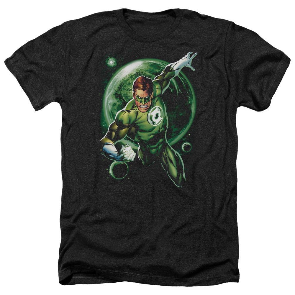 AN OFFCIALLY LICENSED GREEN LANTERN GALAXY GLOW MEN'S HEATHER T-SHIRT CHARCOAL