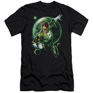 AN OFFCIALLY LICENSED GREEN LANTERN GALAXY GLOW MEN'S PREMIUM SLIM FIT T-SHIRT BLACK