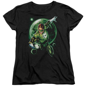 AN OFFCIALLY LICENSED GREEN LANTERN GALAXY GLOW WOMEN'S REGULAR FIT T-SHIRT BLACK