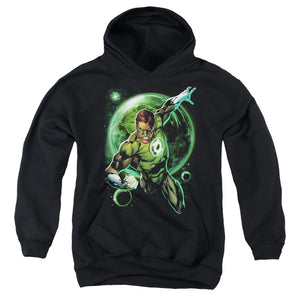 AN OFFCIALLY LICENSED GREEN LANTERN GALAXY GLOW YOUTH HOODIE BLACK