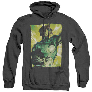 AN OFFCIALLY LICENSED GREEN LANTERN UP UP ADULT UNISEX HEATHER PULLOVER HOODIE BLACK
