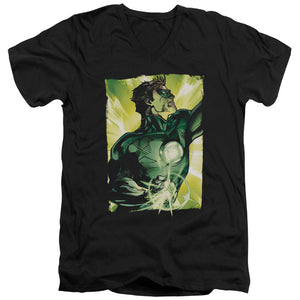 AN OFFCIALLY LICENSED GREEN LANTERN UP UP MEN'S V-NECK T-SHIRT BLACK
